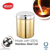 Amazing Jars & Containers - LXHXB: 13.5X16.5X13.5 cm, Gold Dust, Stainless Steel, Freezersafe, Pack of 4